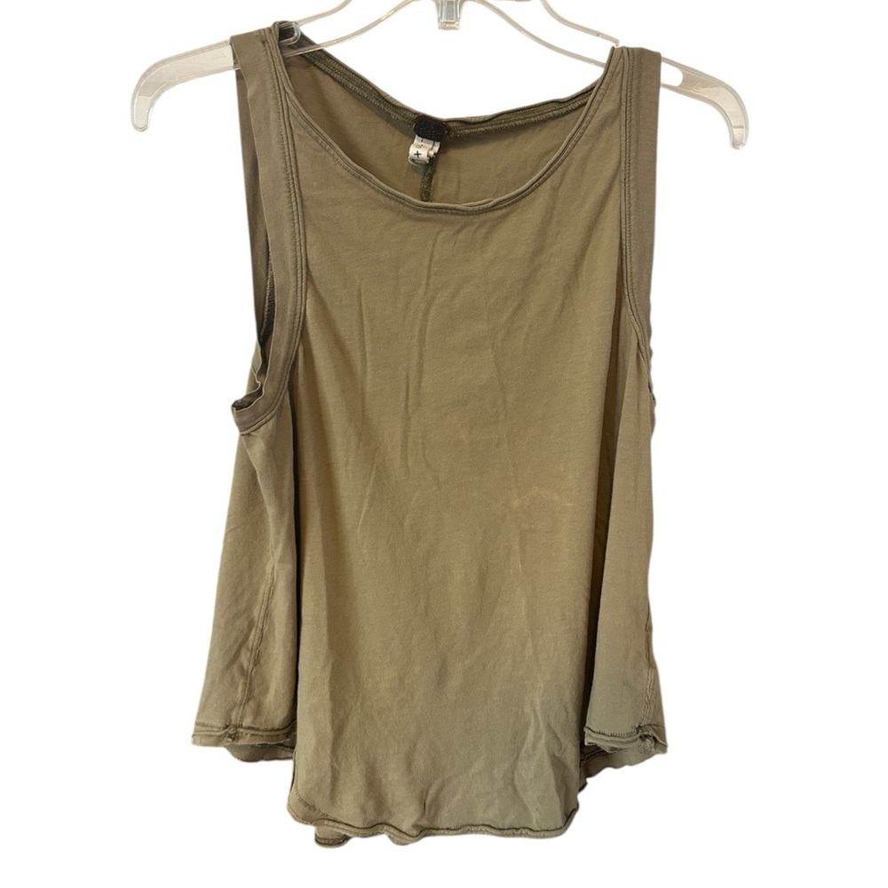 We The Free Women's Tank Top Sz S Olive Green High Low Flowy Distressed Seams  …